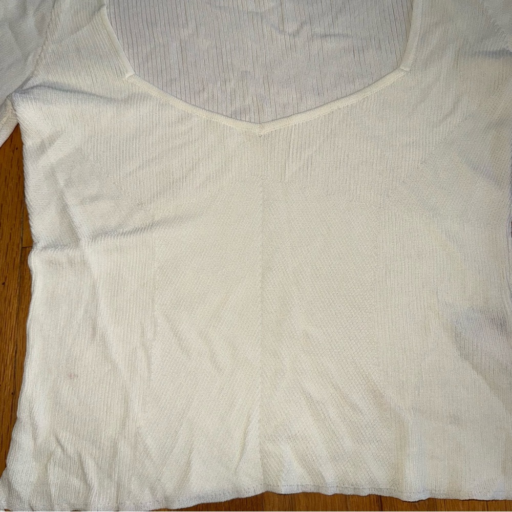 GAUGE81 Long Sleeve Sweetheart Neck Shirt Ivory Off White Small - Picture 4 of 4